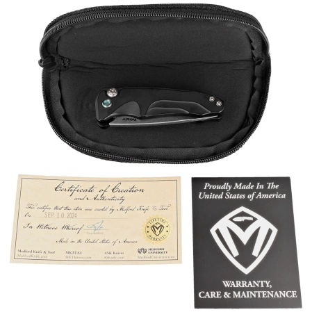 Nóż automatyczny Medford Smooth Criminal Auto Black Aluminium, Green HW/Clip, Tumbled S45VN by Greg Medford (MKA0394TQ-42AB-T4C4-Q4)