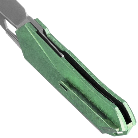 Nóż składany Remette RT-Woodpecker Crystal Green Titanium, Hand Grinding Pearlescent M390 (RTWP-IG)