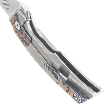 Nóż składany Reate Velocity Gray Titanium/Zircuti, Hand Satin Elmax by Tashi Bharucha