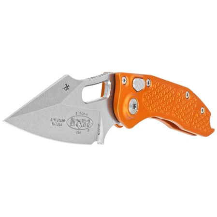 Microtech Stitch-A S/E Automatic Knife Orange Tangerine Tri-Grip Aluminum, Stonewashed by Borka Blades and Tony Marfione (169-10OT)