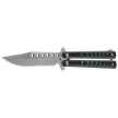 Third Decor Habitat Balisong Black/Green Stainless Steel, Satin Butterfly Knife (16071V)
