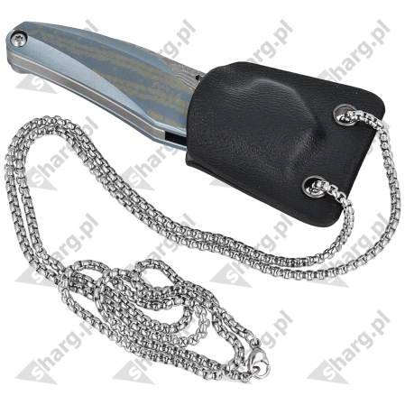 Nóż na szyję Bestech The Reticulan Blue / Colorful Titanium, Damascus by Elijah Isham (BT1810L)