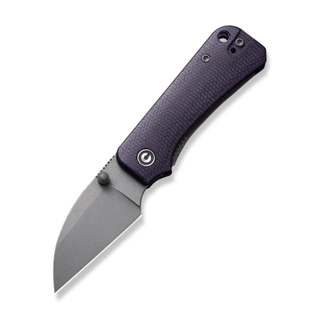 Civivi Knife Baby Banter Wharncliffe Purple Canvas Micarta, Grey Stonewashed Nitro-V by Ben Petersen (C19068SC-2)