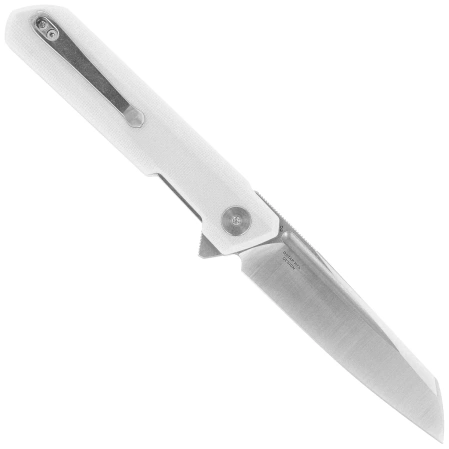 Bestechman Dundee Sheepfoot Knife White G10, Grey PVD/Satin D2 by Ostap Hel (BMK09C)