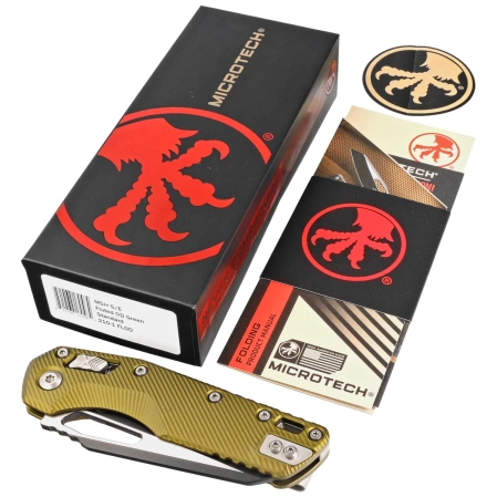 Nóż składany Microtech MSI S/E Fluted OD Green Aluminium, Black M390MK by Tony Marfione (210-1FLOD)