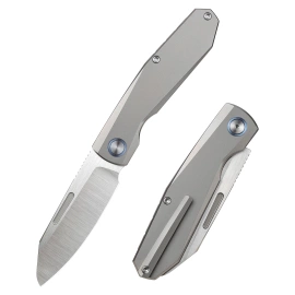 Nóż składany Remette Squirrel Gray Titanium, Manual Fine Grinding Satin M390 (RTDP-G)