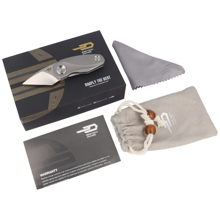 Nóż składany Bestech Tulip Frame Lock Grey Titanium, Stonewashed / Satin M390 by Ostap Hel (BT1913A)