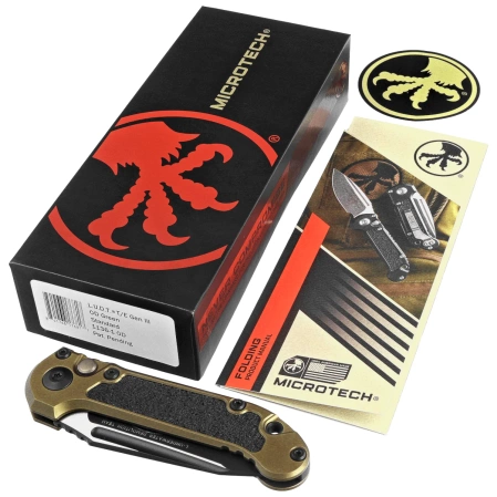 Microtech LUDT Gen III T/E Automatic Knife OD Green Aluminum, Black M390MK by Tony Marfione (1136-1OD)