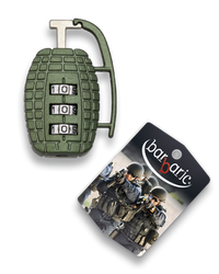 Barbaric Padlock Grenade Shaped, Green Metal (09919)