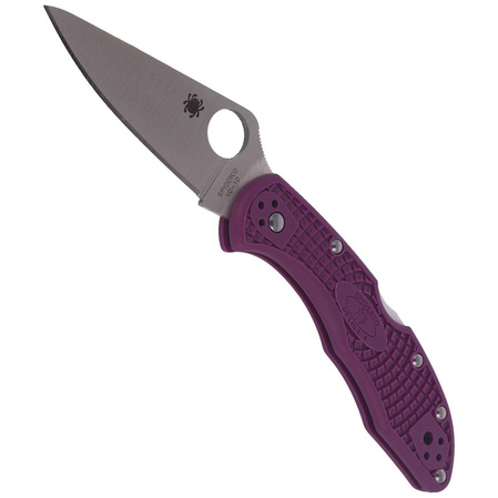 Spyderco Delica 4 FRN Purple Flat Ground PlainEdge Knife (C11FPPR)