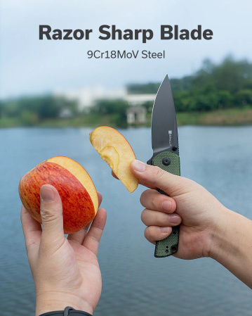 Sencut Praktisk Green Canvas Micarta, Black 9Cr18MoV (S24019-3)