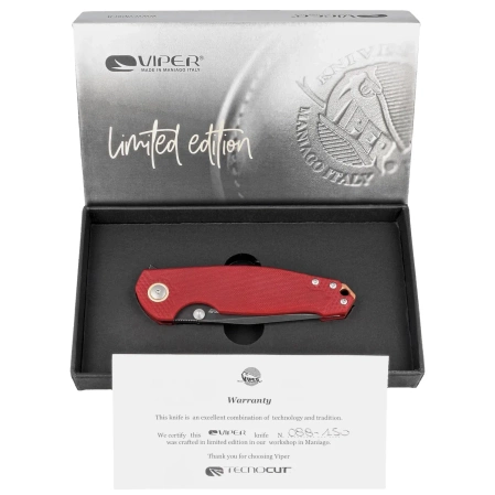 Viper Katla LE No 088/150 Red G10, Dark Stonewashed M390 by Jesper Voxnæs/Jens Ansø Knife (V5984GR3D)