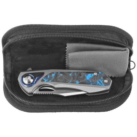 Nóż składany Remette RT-Saker Falcon Gray Titanium/Carbon Fiber, Manual Fine Grinding Satin CPM S45VN (ASTP-1)