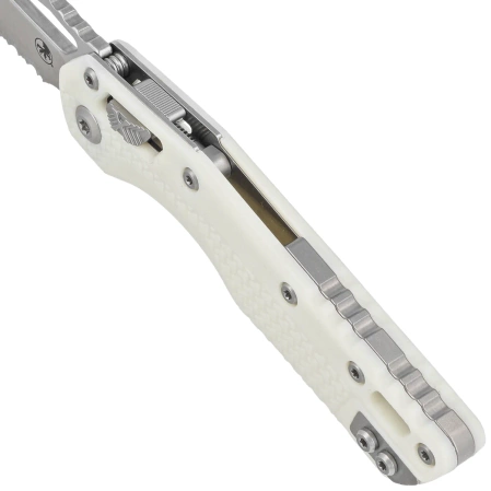 Microtech MSI S/E White Tri-Grip Polymer, Stonewashed M390MK by Tony Marfione (210T-11PMWH)