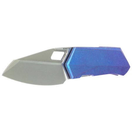 Remette RT-Woodpecker Knife Crystal Blue Titanium, Hand Grinding Pearlescent M390 (RTWP-IB)