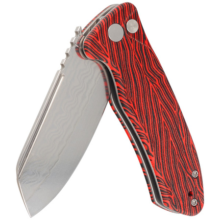 Nóż składany Kubey Creon Red/Black G10, Damascus (KU336B)
