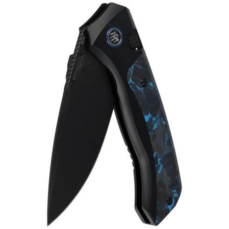 Remette RT-Steed Knife Black Titanium/Black-Blue Carbon Fiber, Black DLC M390 (RTWS-BL)