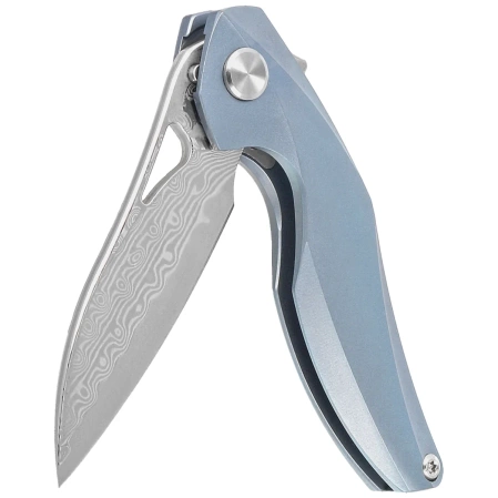 Bestech The Reticulan Neck Knife Blue Titanium, Damascus by Elijah Isham (BT1810H)