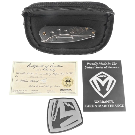 Medford Praetorian Slim DP Tumbled ''Deep-Cut Sunflower'' Titanium, Bronze HW/Clip, Tumbled S45VN by Greg Medford (MKF2084TD-01TM-T1C1-Q4)