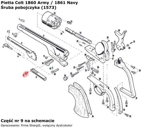 Bolt of the bolt for the revolver 1860 Colt Army, 1861 Colt Navy (1573)