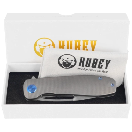 Nóż składany Kubey Supercell Grey Titanium, Stonewashed 14C28N by K.C. Spiron (KU353A)