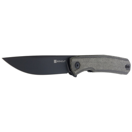 Sencut Knife Scitus Dark Green Canvas Micarta, Black Stonewashed D2 by Ostap Hel (S21042-3)