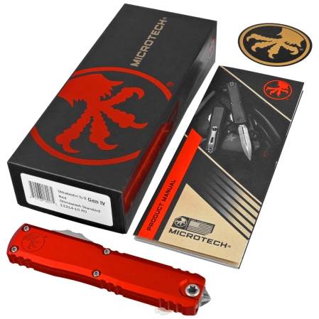 Nóż automatyczny OTF Microtech Ultratech Gen IV S/E Red Aluminium, Stonewashed M390MK by Tony Marfione (11214-10RD)