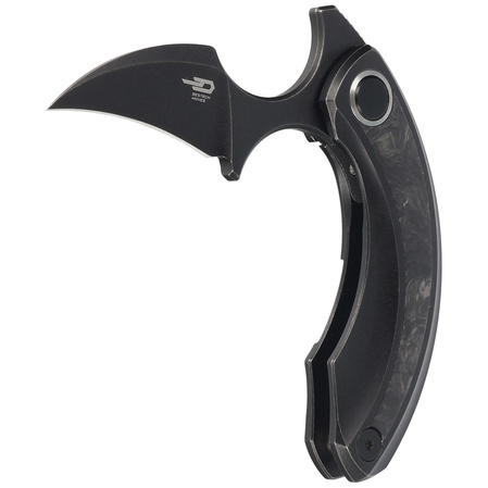 Bestech Strelit Black Titanium/Marbled Carbon Fiber, Black Stonewashed M390 by Ostap Hel Knife (BT2103L)