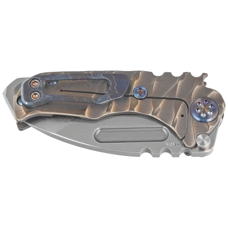 Nóż składany Medford Micro Praetorian T Tanto, Bronze ''Predator'' Titanium, Flm HW, Brsh/Flm Clip, Tumbled S45VN by Greg Medford (MK0084TT-36A1-TFCF-BN)