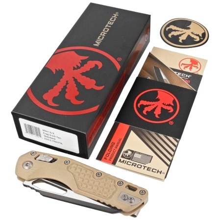 Nóż składany Microtech MSI S/E Tan Frag G10, Black M390MK by Tony Marfione (210-1FRGTTA)