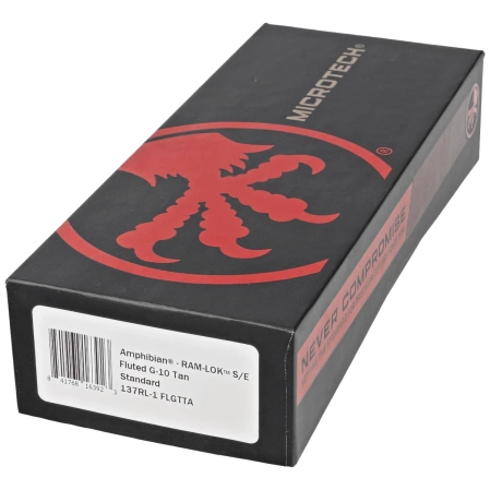 Microtech Amphibian Ram-Lok S/E Knife Tan Fluted G10, Black M390MK by Tony Marfione (137RL-1FLGTTA)