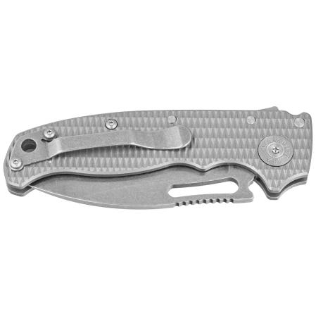 Nóż składany Demko AD20.5 Slicer Shark Milled Titanium, Stonewashed CPM 3V by Andrew Demko (AD20.5-3V-Milled TI-SS)