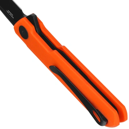 Bestechman Mini Dundee DD Knife Orange G10, Black PVD D2 by Ostap Hel (BMK08C)