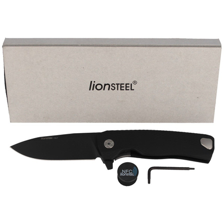 LionSteel ROK Knife Black Aluminum, Black M390 by Molletta (ROK A BB)