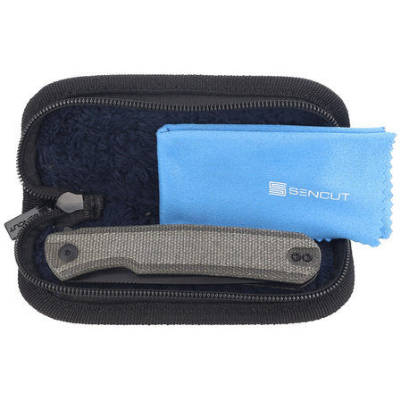 Sencut Knife Scitus Dark Green Canvas Micarta, Black Stonewashed D2 by Ostap Hel (S21042-3)