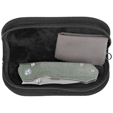 Nóż składany Remette Rhino MC319G Military Green Micarta, Stonewashed 14C28N