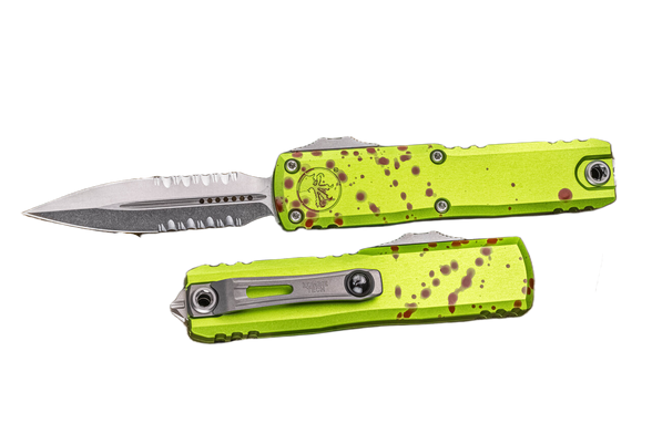 Microtech UTX-85 Gen IV D/E OTF Knife Zombie Aluminium, Stonewashed P/S M390MK by Tony Marfione (12324-11Z)