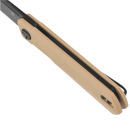 Bestechman Knife Mini Dundee Khaki G10, Black DLC D2 by Ostap Hel (BMK03I)