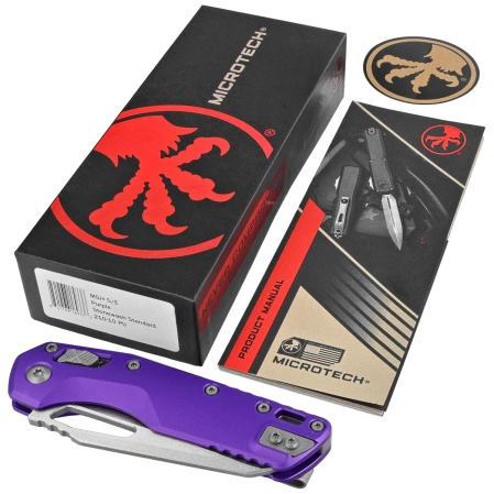 Microtech MSI S/E Knife Purple Slab Side Aluminium, Stonewashed M390MK by Tony Marfione (210-10PU)