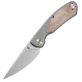 Bestech Lito Knife Grey Titanium / Natural Canvas Micarta, Satin M390 by Ostap Hel (BT2307B)