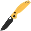 Bestechman Angry Owl Knife Yellow G10, Black PVD D2 by Keanu Alfaro (BMK12A-2)