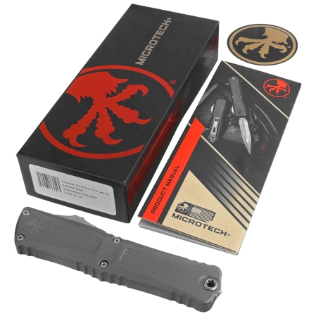 Microtech Combat Troodon Gen III T/E OTF Knife Natural Clear Aluminum, Stonewashed M390MK by Tony Marfione (1144-10NC)