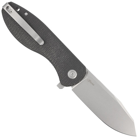 Kubey Knife Master Chief Black Micarta, Bead Blast AUS-10 by Keanu Alfaro (KU358H)