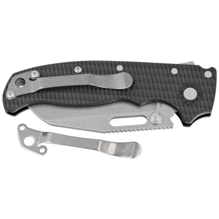 Demko Knife AD20.5 Shark Foot Black Grivory, Stonewashed D2 by Andrew Demko (205-BLK-D2-EP)