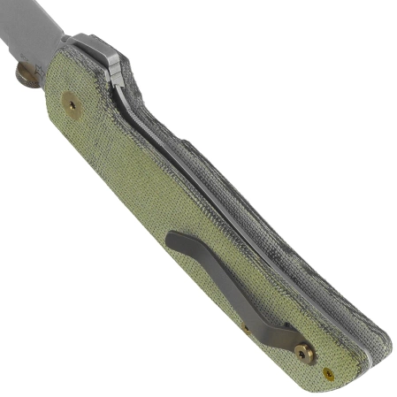 Fox Original Gangster Knife OD Green Canvas Micarta, Stonewashed MagnaCut by Bob Terzuola (FX-ATC-OG01 MOD)