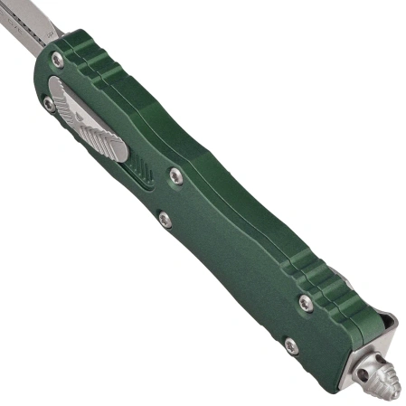 Nóż automatyczny OTF Microtech Dirac D/E Emerald Green Aluminium, Stonewashed by Tony Marfione (225-10EG)