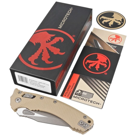 Microtech Amphibian Ram-Lok S/E Fluted Tan G10, Apocalyptic M390MK by Tony Marfione (137RL-10APFLGTTA)