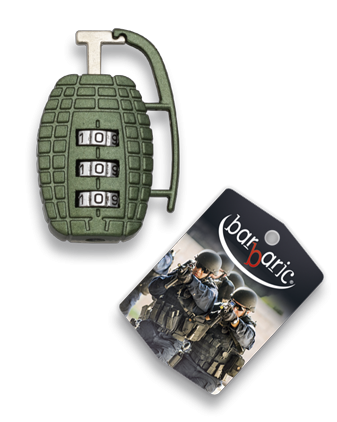 Barbaric Padlock Grenade Shaped, Green Metal (09919 GR)