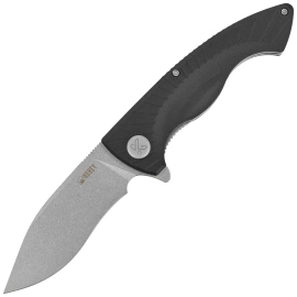 Kubey Timberwolf KU208D Knife Black G10, Stonewashed 14C28N
