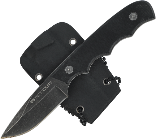 Nóż na szyję Tecnocut TCN3418 Neck Knife - Black G10, Black Stonewashed 440